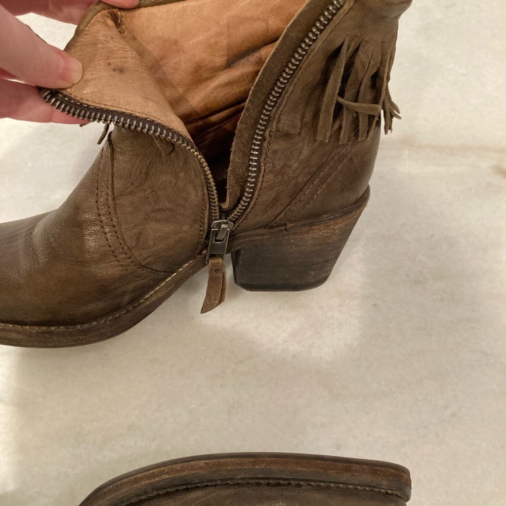 All Saints Cuban Fringed Leather Ankle Booties - Picture 11 of 16